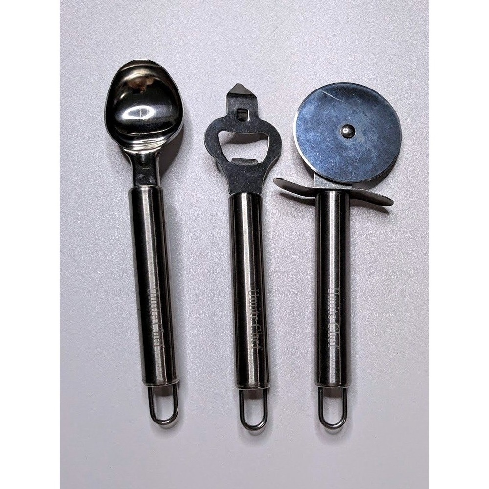 Kitchen Tool Set Umite Chef Silver Stainless Steel Pizza Cutter Scoop Opener